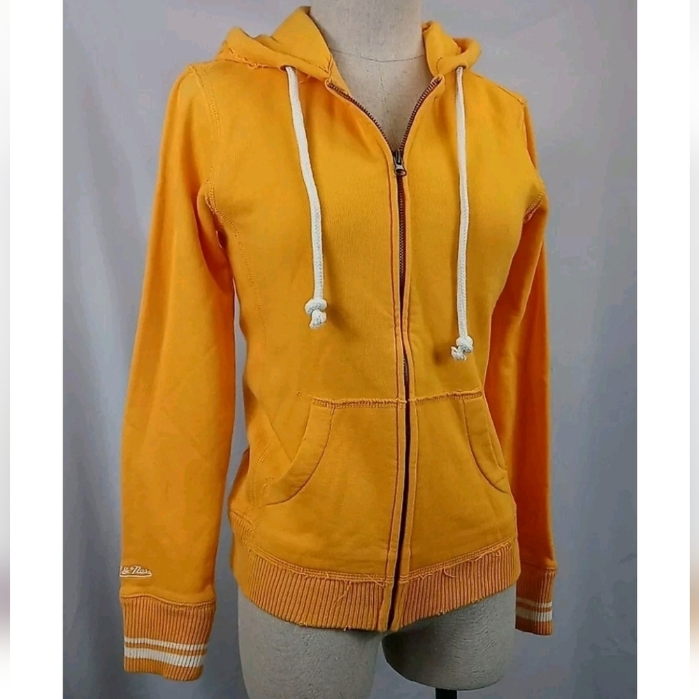 Mitchell & Ness Gold Yellow Distressed Throw Back Hoodie Jacket Women's Small